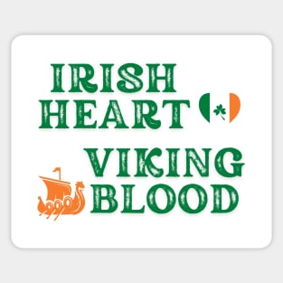 Irish Heart Viking Blood. (Green text) Gift ideas for historical enthusiasts  available on t-shirts, stickers, mugs, and phone cases, among other things. Sticker